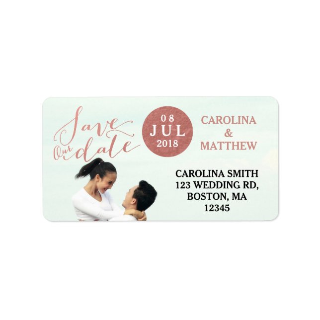 Rose Gold Photo | Save the Date Address Label (Front)