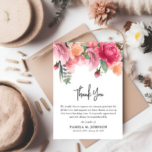 Rose Gold Photo Sympathy Thank You Card