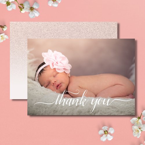 Rose Gold Photo Thank You Baby Shower Thank You