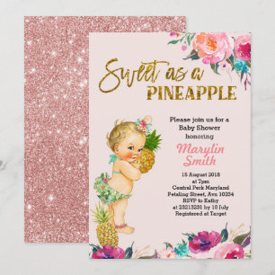 Rose Gold Pineapple Baby Shower Invitation