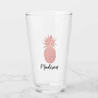 Rose Gold Pineapple Custom Name Glass