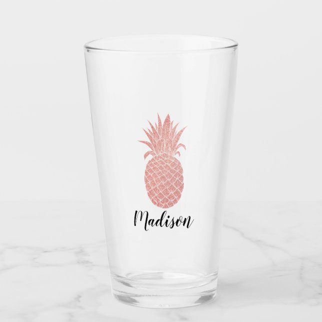 Rose Gold Pineapple Custom Name  Glass (Front)