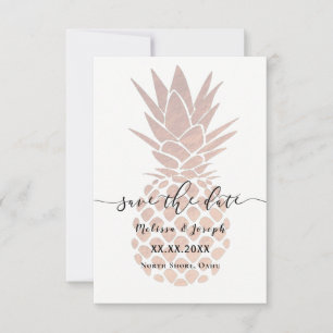 rose gold pineapple design save the date announcement