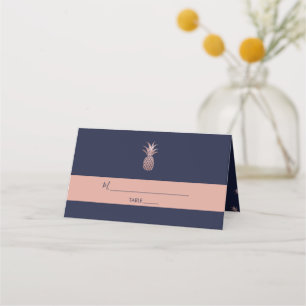 Rose Gold Pineapple DIY Navy Blue Place Card