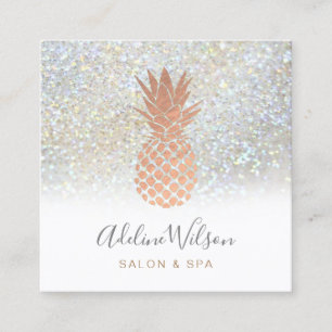 rose gold pineapple on FAUX glitter Square Business Card