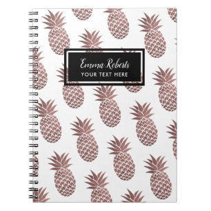 Rose Gold Pineapple Pattern Elegant Notebook