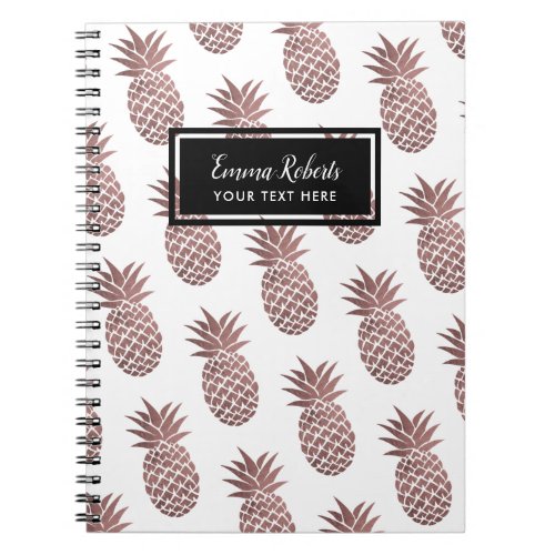 Rose Gold Pineapple Pattern Elegant Notebook