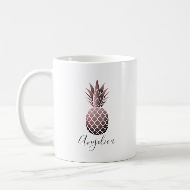 Rose Gold Pineapple Personalized Mug (Left)