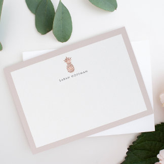 Rose Gold Pineapple | Personalized Stationery Card