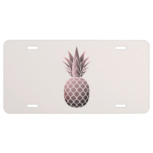 Rose Gold Pineapple Pink License Plate