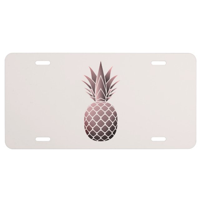 Rose Gold Pineapple Pink License Plate (Front)