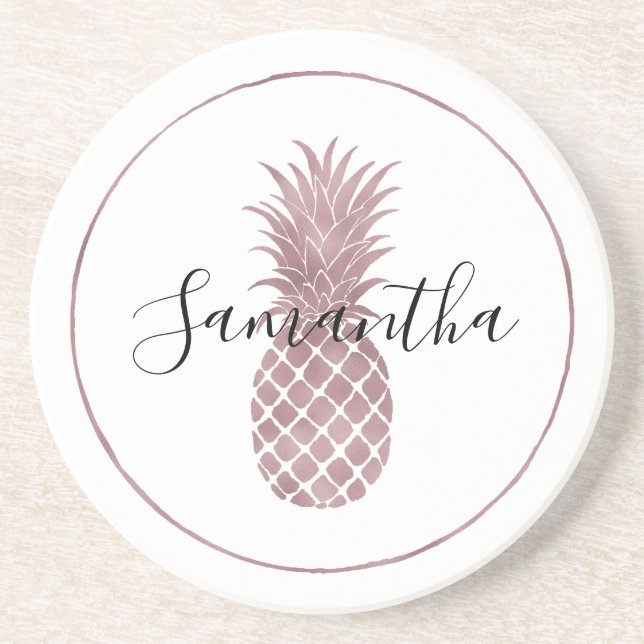 Rose Gold Pineapple Sandstone Coaster (Front)