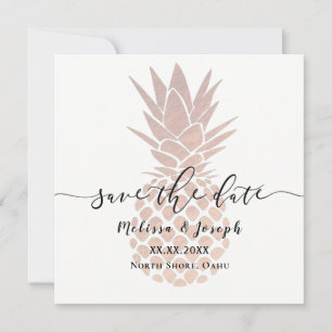 rose gold pineapple save the date announcement