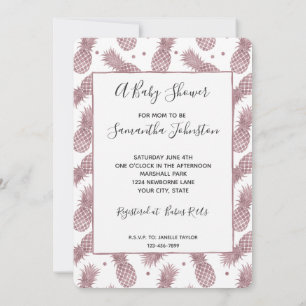 Rose Gold Pineapples Baby Shower Invitation