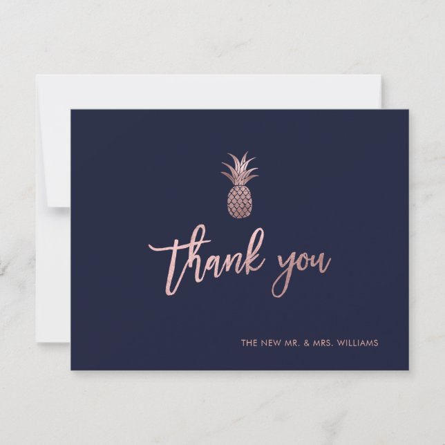Rose Gold Pineapples Thank You Cards (Front)