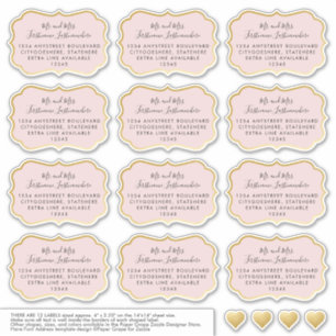 Rose Gold Pink Address Stickers Bracket Shape