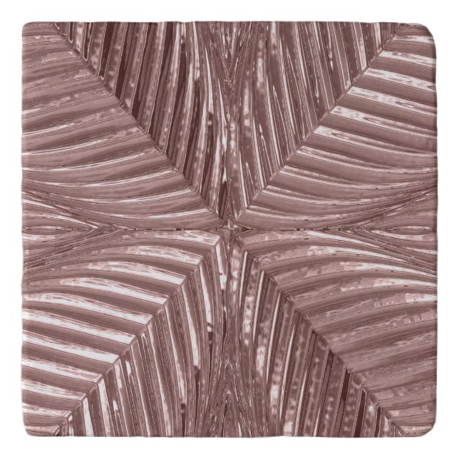 Rose Gold Pink Art Deco Metallic Elegant Glass 20s Trivet (Front)