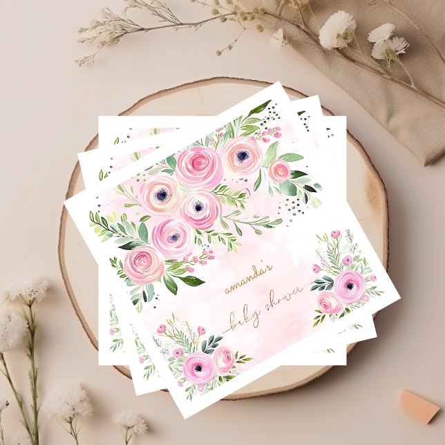 Rose Gold Pink Baby Shower Napkins (Creator Uploaded)