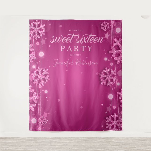 Rose Gold & Pink Backdrop Winter Sweet Sixteen (Front)