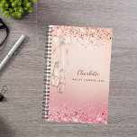 Rose gold pink ballerina monogram 2025 planner<br><div class="desc">A rose gold background. A rose gold and pink gradient background. Decorated with rose gold, pink confetti and ballerina, ballet pointe shoes. Personalize and add a name, monogram letter and a text, year on the front. The name is written a modern dark rose gold colored hand lettered script. For planning...</div>