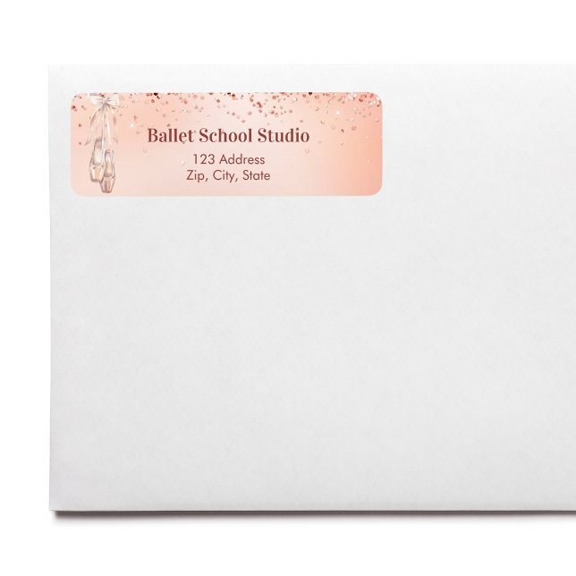 Rose gold pink ballet dance school return address label (Creator Uploaded)