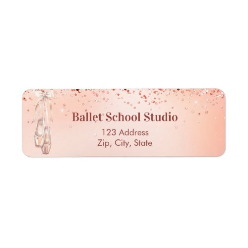 Rose gold pink ballet dance school return address label