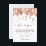 Rose Gold Pink Balloons 18th Birthday Party Thank You Card<br><div class="desc">Get ready to unleash some laughter and gratitude with our Eighteenth Birthday Party Blush Pink and Rose Gold Balloons and Confetti Thank You Cards. These cards are the perfect blend of sophistication and humor, ensuring your thank yous are as memorable as your milestone celebration. The blush pink and rose gold...</div>