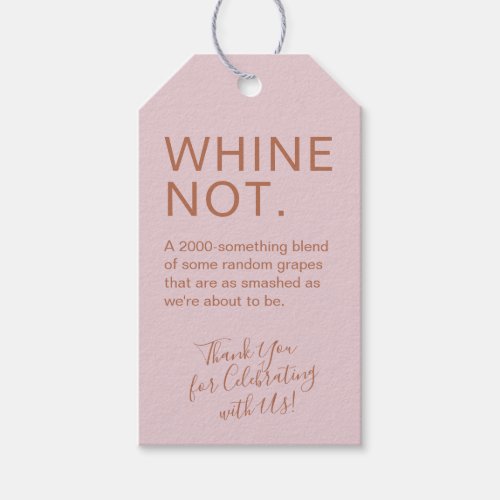 Rose Gold Pink Birthday Funny Custom Wine Favor Gift Tags