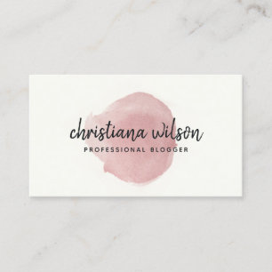 ROSE GOLD PINK BLACK BRUSH STROKE CALLIGRAPHY BUSINESS CARD