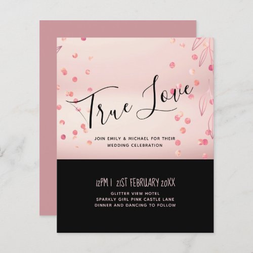 Rose Gold Pink Black Glitter Foil Look WEDDING