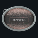 Rose Gold Pink Black Glitter Monogram Girly Belt Buckle<br><div class="desc">Black and Rose Gold - Blush Pink Sparkle Glitter Monogram Name Belt Buckle. This makes the perfect graduation, sweet 16 16th, 18th, 21st, 30th, 40th, 50th, 60th, 70th, 80th, 90th, 100th birthday, wedding, bridal shower, anniversary, baby shower or bachelorette party gift for someone that loves glam luxury and chic styles....</div>