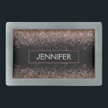 Rose Gold Pink Black Glitter Monogram Girly Belt Buckle<br><div class="desc">Black and Rose Gold - Blush Pink Sparkle Glitter Monogram Name Belt Buckle. This makes the perfect graduation, sweet 16 16th, 18th, 21st, 30th, 40th, 50th, 60th, 70th, 80th, 90th, 100th birthday, wedding, bridal shower, anniversary, baby shower or bachelorette party gift for someone that loves glam luxury and chic styles....</div>