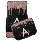 Rose Gold Pink Black Glitter Sparkle Monogram Car Floor Mat Rose Gold Pink Black Glitter Sparkle Monogram Car Floor Mat