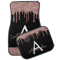 Rose Gold Pink Black Glitter Sparkle Monogram Car Floor Mat Rose Gold Pink Black Glitter Sparkle Monogram Car Floor Mat