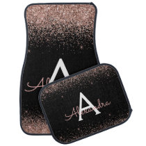 Rose Gold Pink Black Glitter Sparkle Monogram Car Floor Mat Rose Gold Pink Black Glitter Sparkle Monogram Car Floor Mat