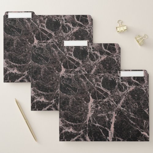 Rose Gold Pink  Black Modern Marble Luxury Glam File Folder