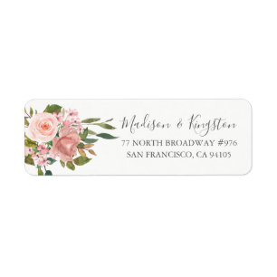 Rose Gold Pink Blush Return Address Label