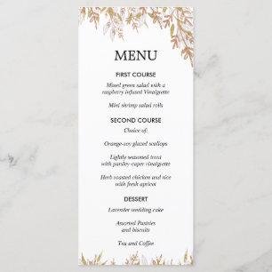 Rose gold pink blush watercolor wedding menu