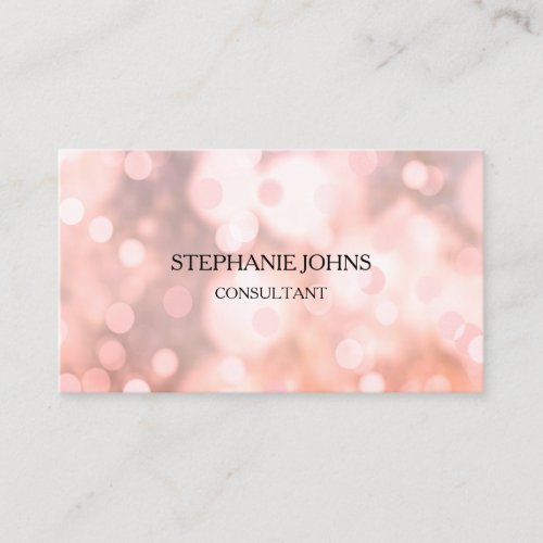 Rose Gold Pink Bokeh Patterns Monogram Name Modern Business Card