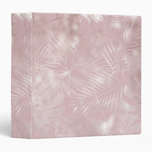 Rose Gold Pink Botanical Tropical Palm Tree Leaves 3 Ring Binder