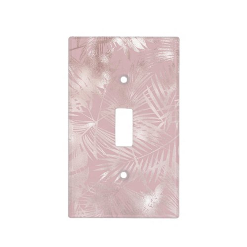 Rose Gold Pink Botanical Tropical Palm Tree Leaves Light Switch Cover