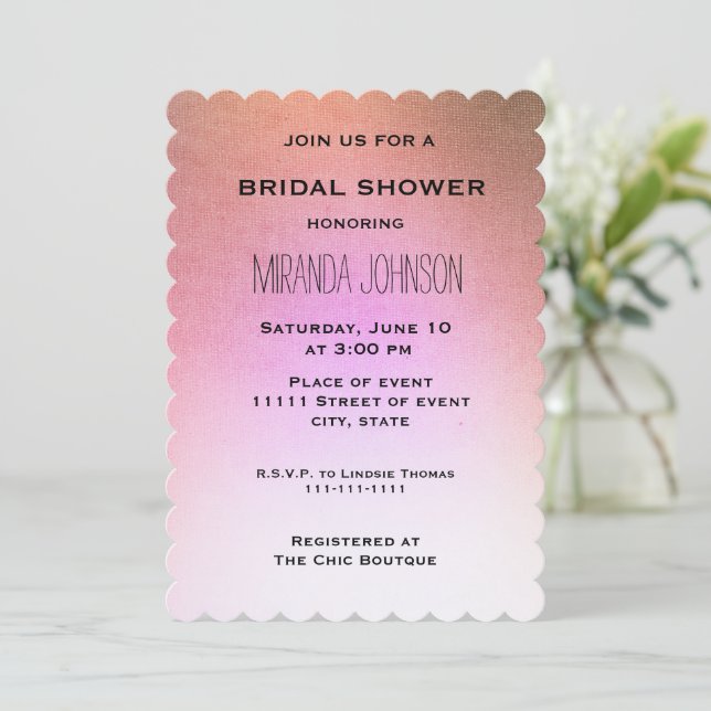 Rose Gold Pink Bridal Shower   Invitation (Standing Front)