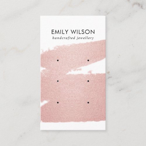 ROSE GOLD PINK BRUSH STROKE 3 STUD EARRING DISPLAY BUSINESS CARD