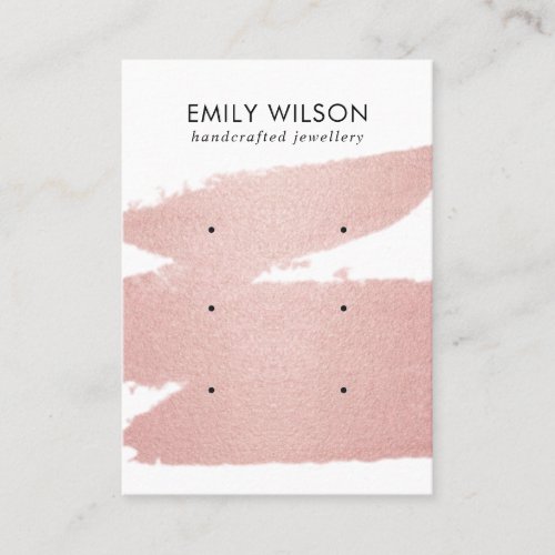 ROSE GOLD PINK BRUSH STROKE 3 STUD EARRING DISPLAY BUSINESS CARD