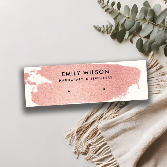 ROSE GOLD PINK BRUSH STROKE STUD EARRING DISPLAY MINI BUSINESS CARD (Creator Uploaded)