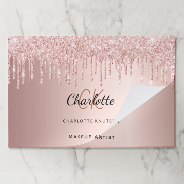 Rose gold pink business paper placemat (Folded)