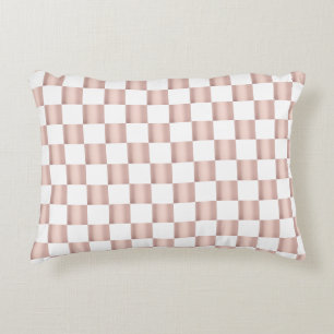 Rose Gold Pink Checkerboard Pattern  Accent Pillow