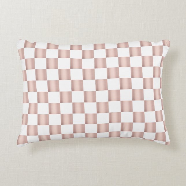 Rose Gold Pink Checkerboard Pattern  Accent Pillow (Front)