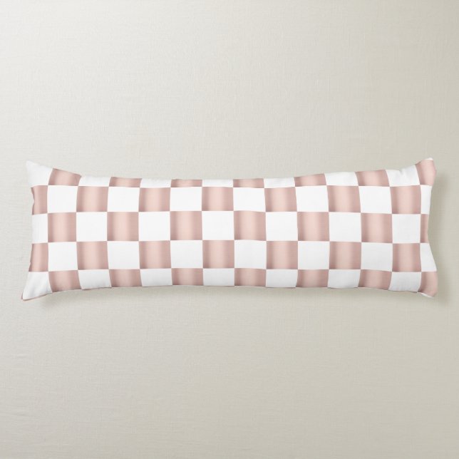 Rose Gold Pink Checkerboard Pattern   Body Pillow (Front)