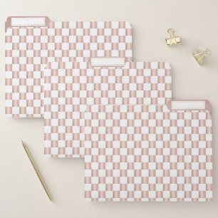 Rose Gold Pink Checkerboard Pattern File Folder